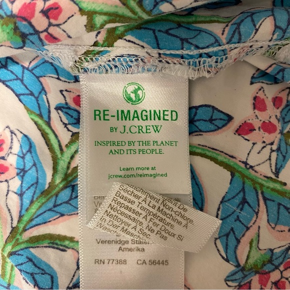 J. Crew Factory S Floral Top Boho Peasant Cotton Puff Sleeve Cottagecore 056 - Picture 7 of 8